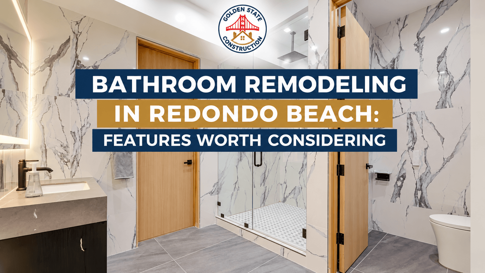 Opulent marble bathroom remodel in Redondo Beach