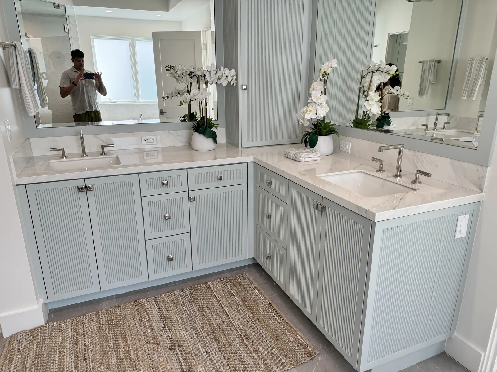Fluted coastal double vanity